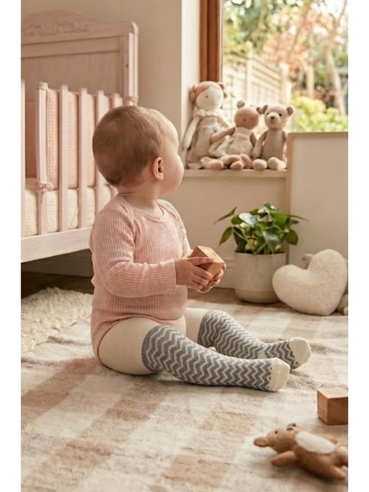 Cocole Socks Erkek Bebek Külotlu Çorabı 3lü Set Pamuklu Zigzag 0-24 Ay