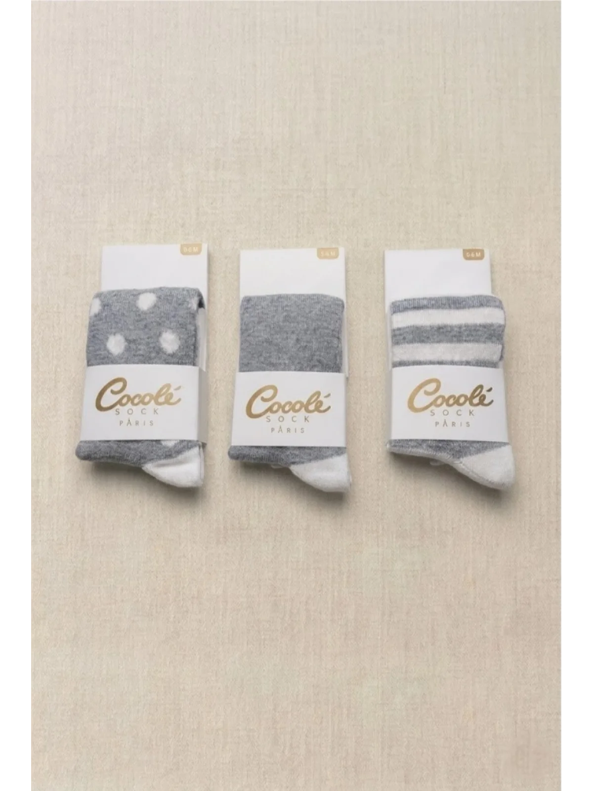 Cocole Socks Erkek Bebek Külotlu Çorabı 3lü Set Pamuklu Gri 0-24 Ay