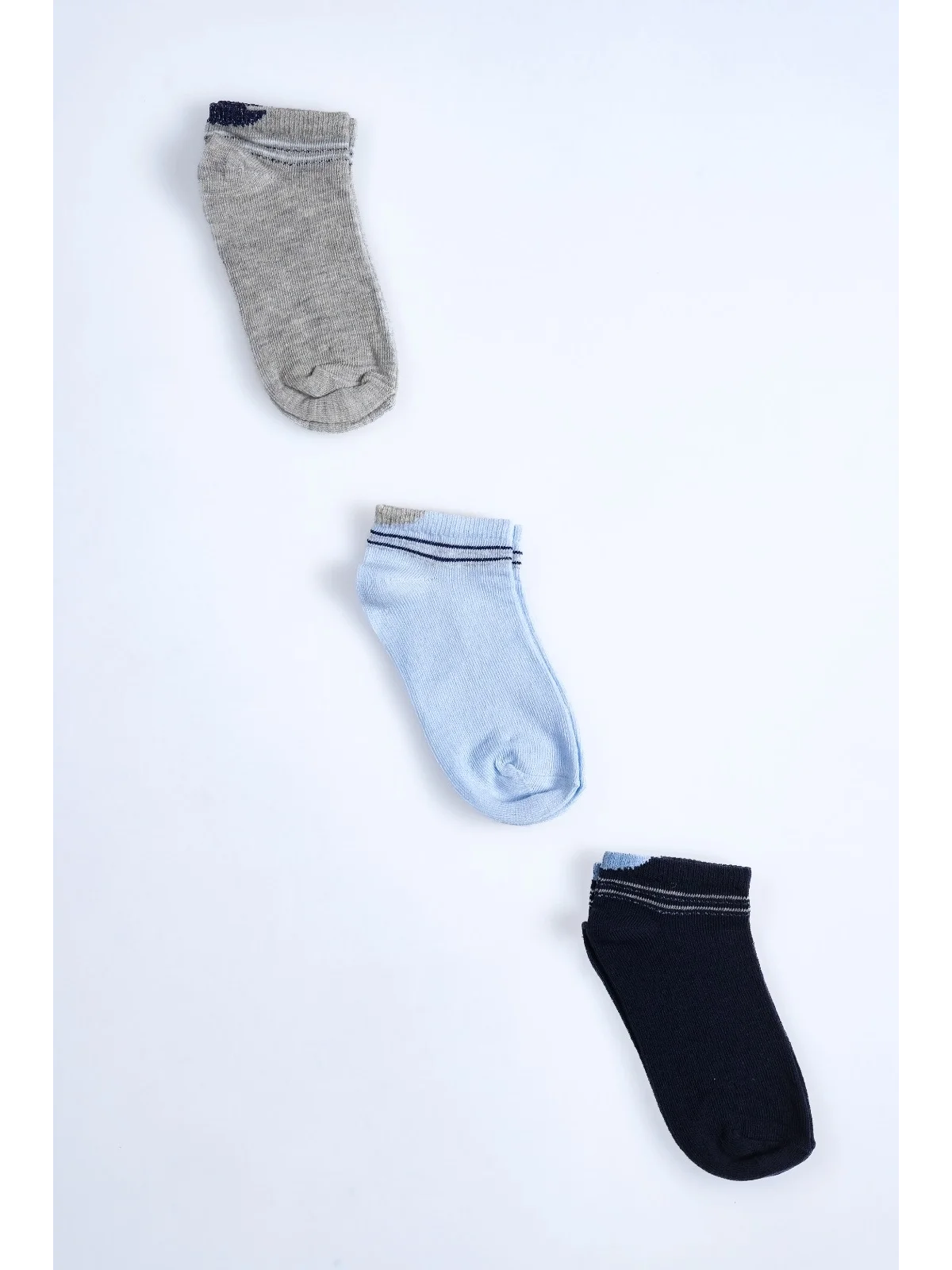 Cocole Socks Erkek Bebek Patik Çorabı 3’lü Set – Pamuklu Bilek Detaylı Sade Desenli