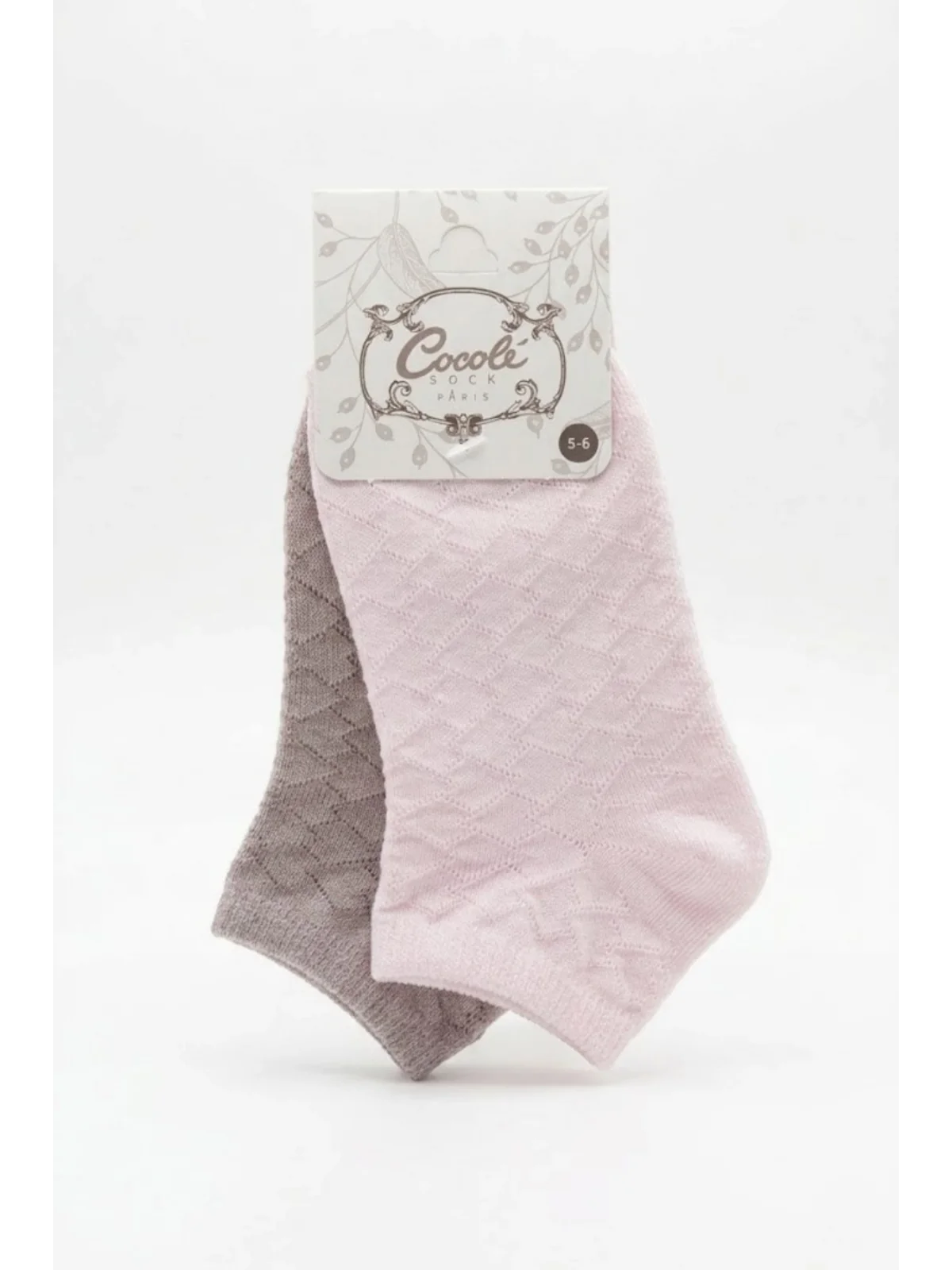 Cocole Socks Kız Bebek Patik Çorabı 2li Set Pamuklu Pudra Pembe & Mürdüm Rengi Baklava Desenli
