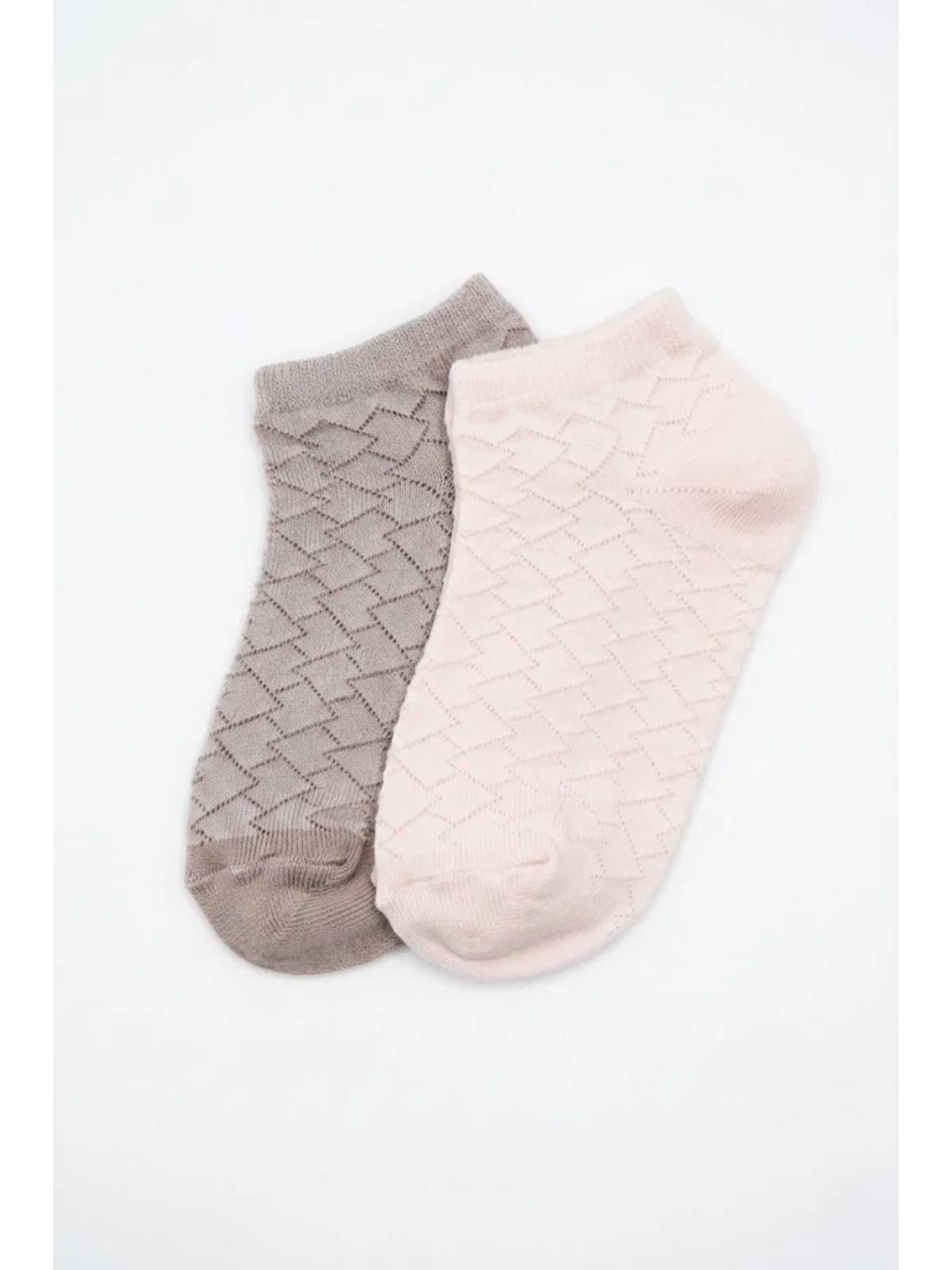 Cocole Socks Kız Bebek Patik Çorabı 2li Set Pamuklu Pudra Pembe & Mürdüm Rengi Baklava Desenli