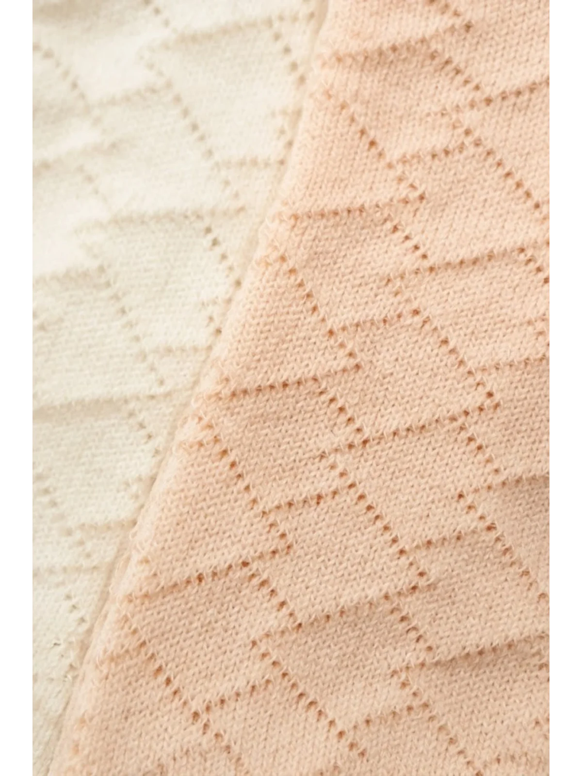 Cocole Socks Kız Bebek Patik Çorabı 2li Set Pamuklu Beyaz & Somon Baklava Desenli
