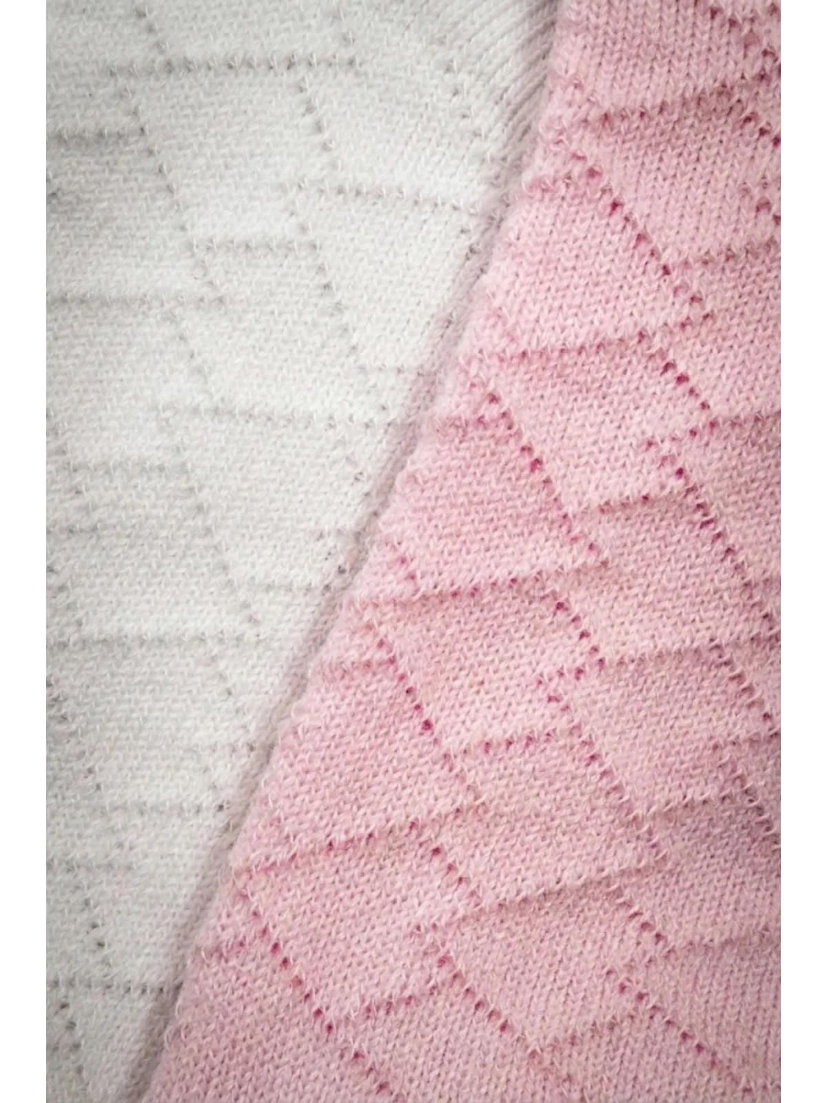 Cocole Socks Kız Bebek Patik Çorabı 2li Set Pamuklu Beyaz & Pudra Pembe Baklava Desenli
