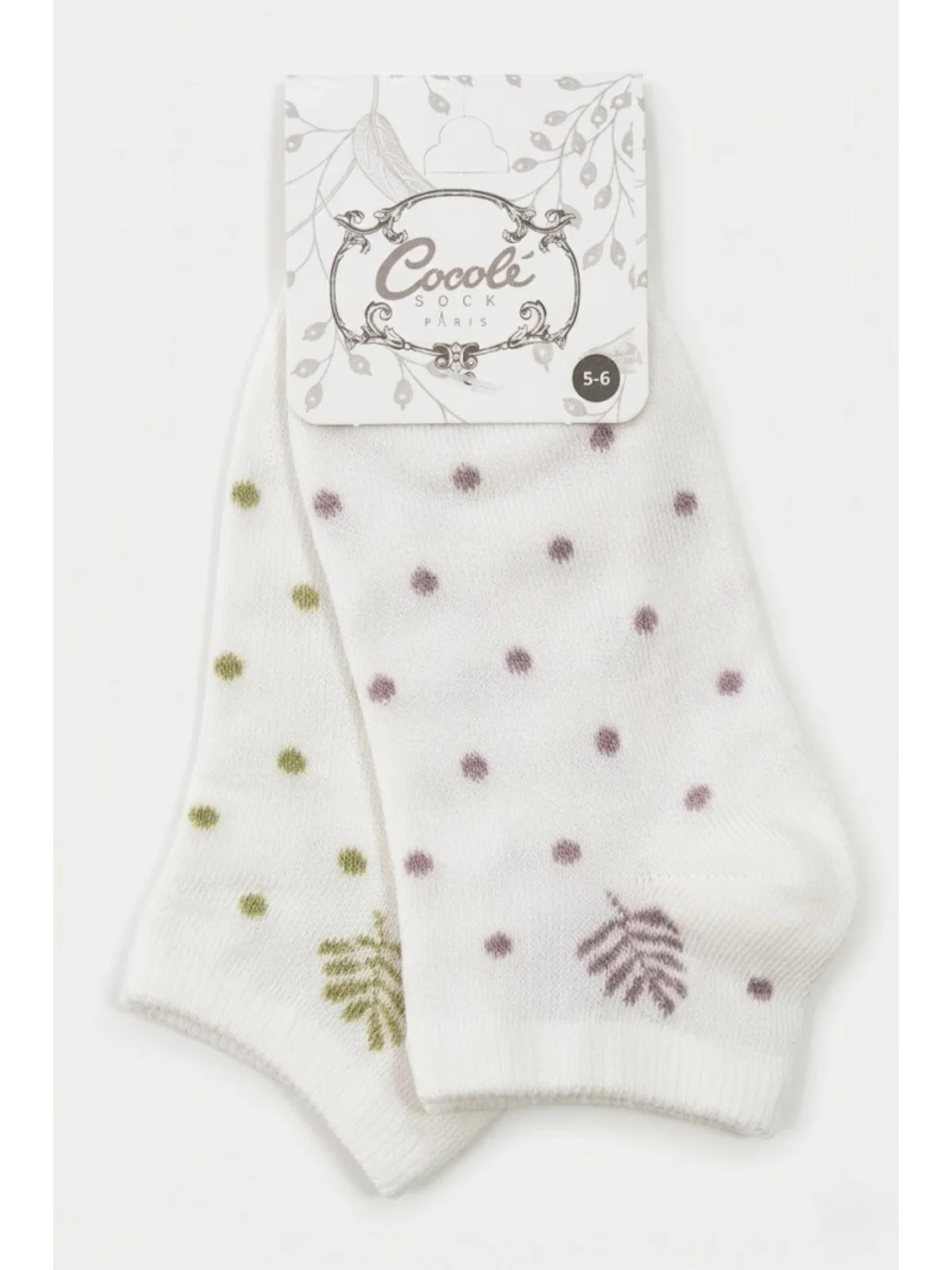 Cocole Socks Kız Bebek Patik Çorabı 2’li Set Pamuklu Yeşil & Lila Puantiye Desenli