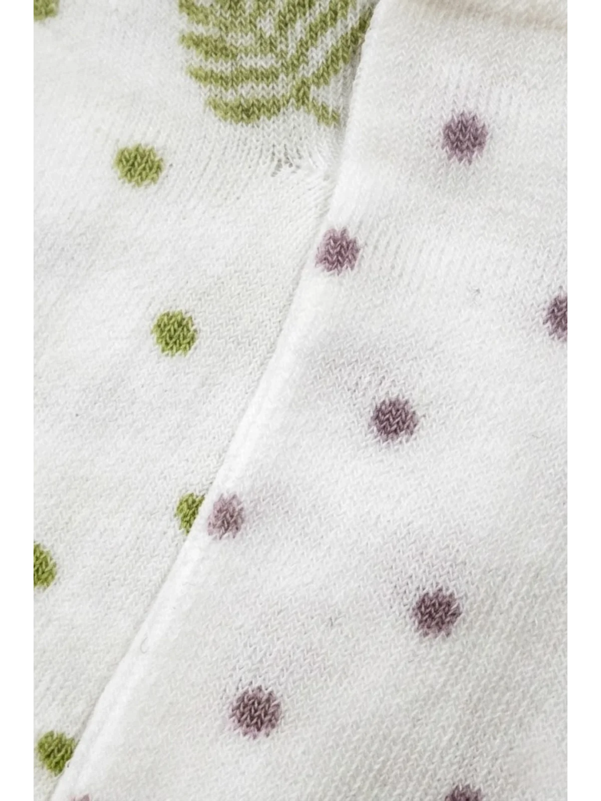 Cocole Socks Kız Bebek Patik Çorabı 2’li Set Pamuklu Yeşil & Lila Puantiye Desenli
