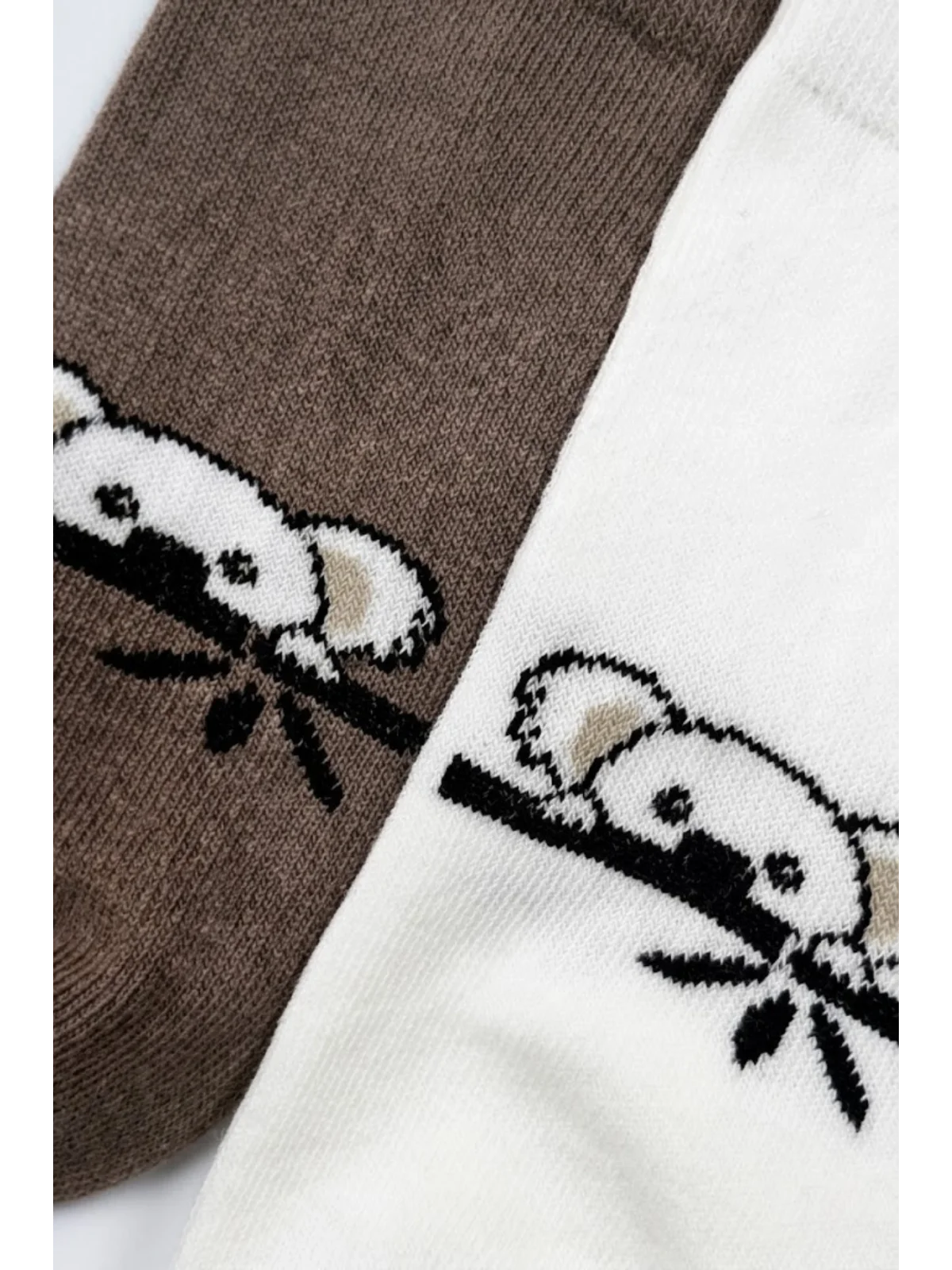 Cocole Socks Çocuk Patik Çorabı 2’li Set Pamuklu Ekru & Kahverengi Koala Desenli