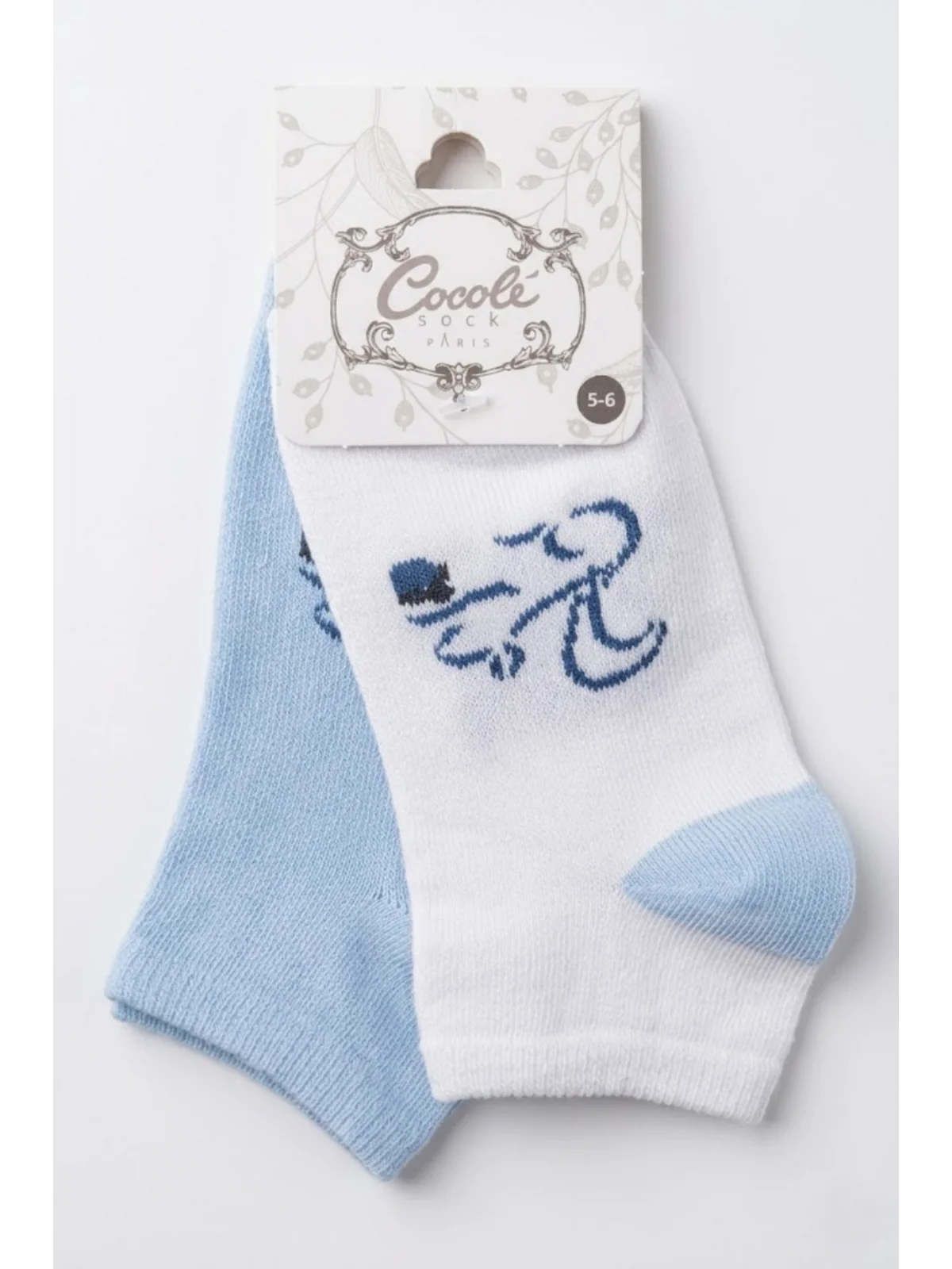 Cocole Socks Erkek Çocuk Patik Çorabı 2’li Set Beyaz & Mavi Sincap Desenli