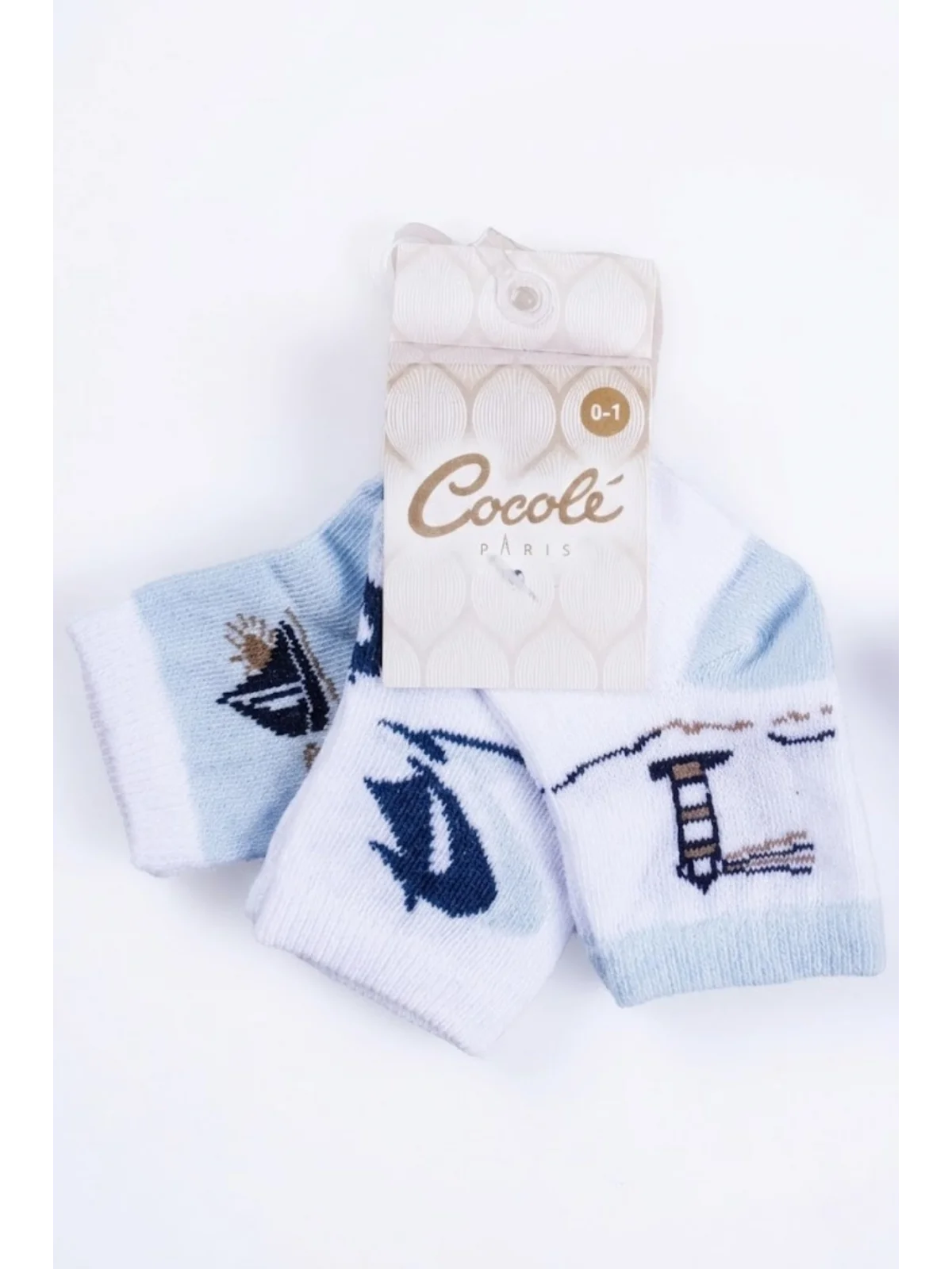 Cocole Socks Erkek Çocuk Soket Çorabı 3’lü Set – Pamuklu Marin & Deniz Desenli