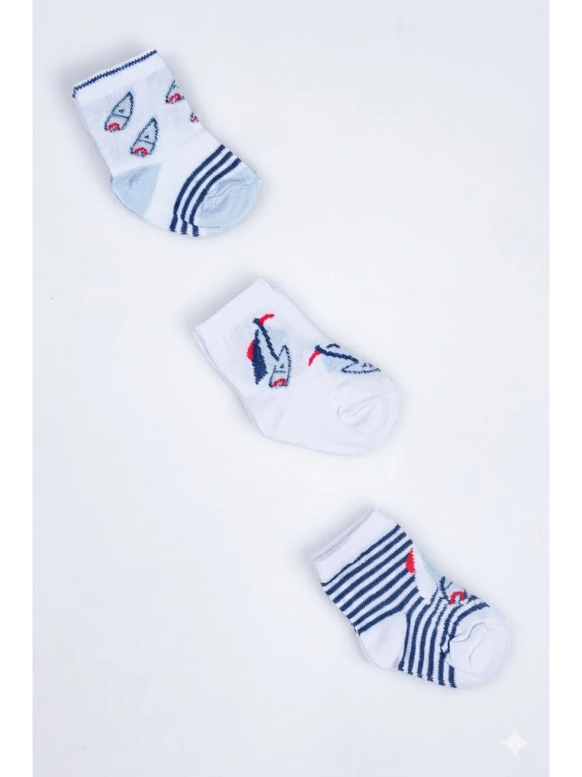 Cocole Socks Erkek Çocuk Soket Çorabı 3’lü Set – Pamuklu Marin & Nautical Desenli