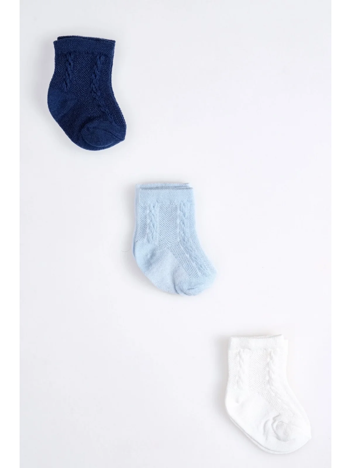 Cocole Socks Erkek Çocuk Soket Çorabı 3’lü Set – Pamuklu Klasik Seri & Saç Örgü Desenli