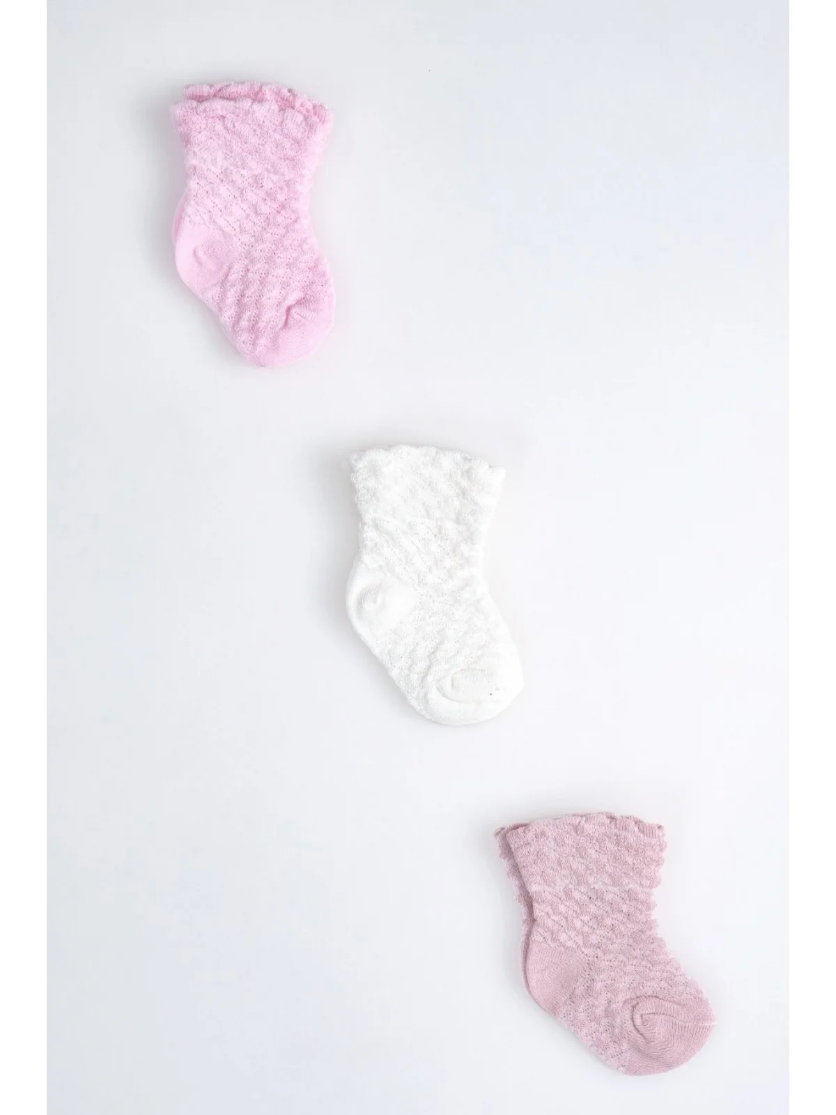 Cocole Socks Kız Çocuk Soket Çorabı 3’lü Set – Pamuklu Klasik Seri & Petek Örgü Desenli