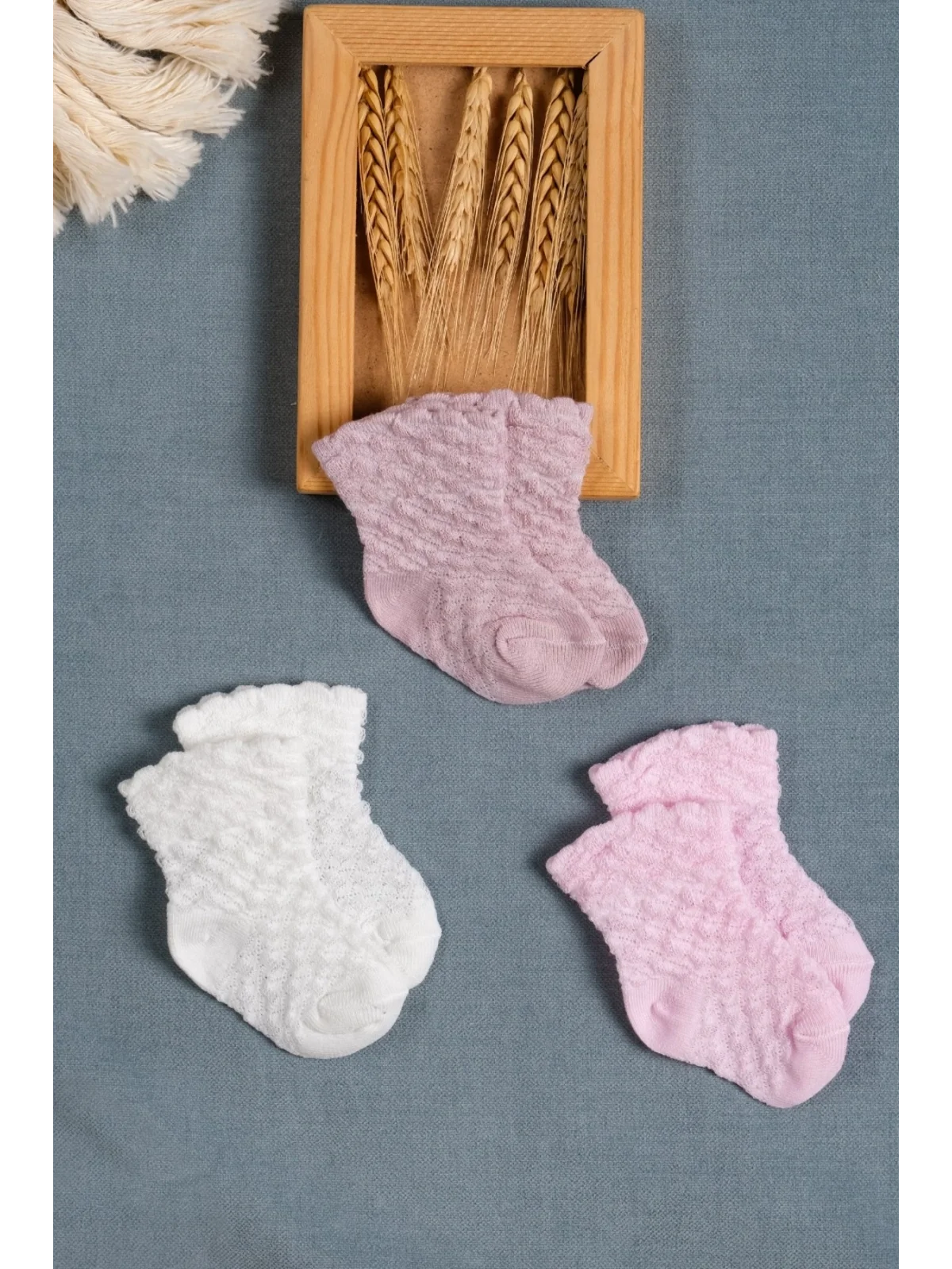 Cocole Socks Kız Çocuk Soket Çorabı 3’lü Set – Pamuklu Klasik Seri & Petek Örgü Desenli