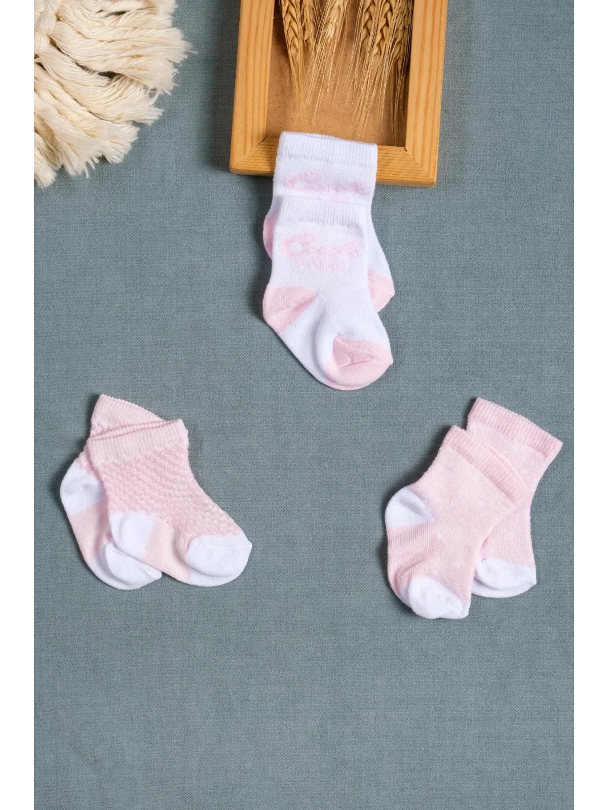 Cocole Socks Kız Çocuk Soket Çorabı 3’lü Set – Pamuklu Özel Logolu Seri & Kabartma Desenli