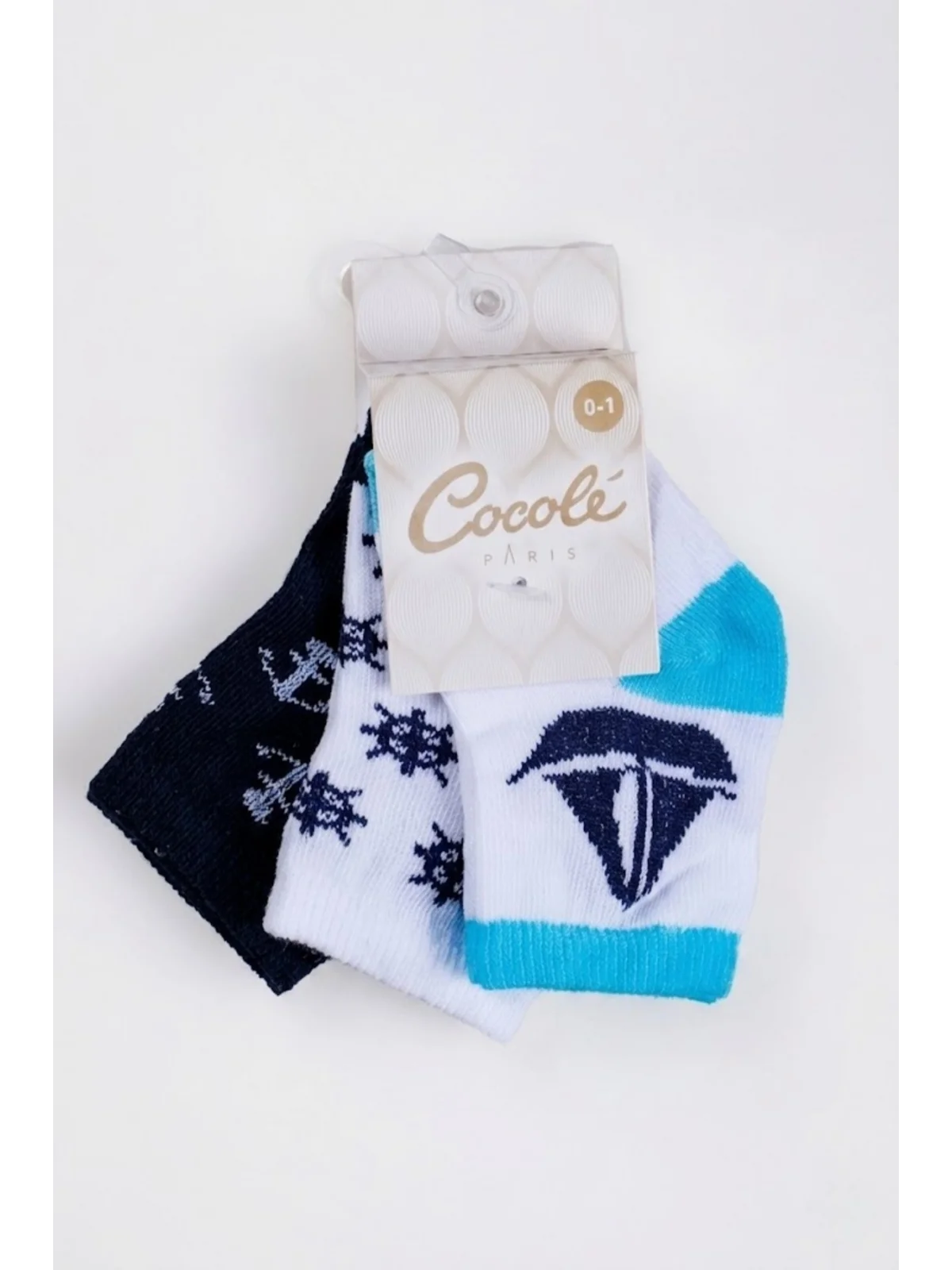 Cocole Socks Erkek Çocuk Soket Çorabı 3’lü Set – Pamuklu Dümen & Yelkenli & Çapa Desenli