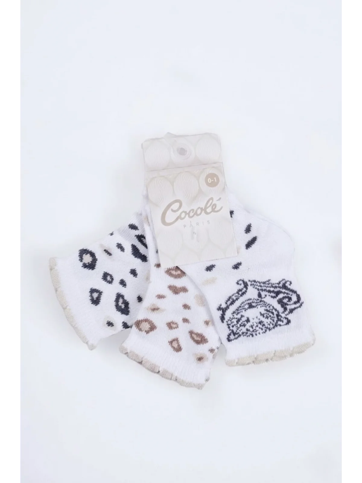 Cocole Socks Kız Çocuk Soket Çorabı 3’lü Set – Pamuklu Fırfırlı Bilekli & Leopar Desenli