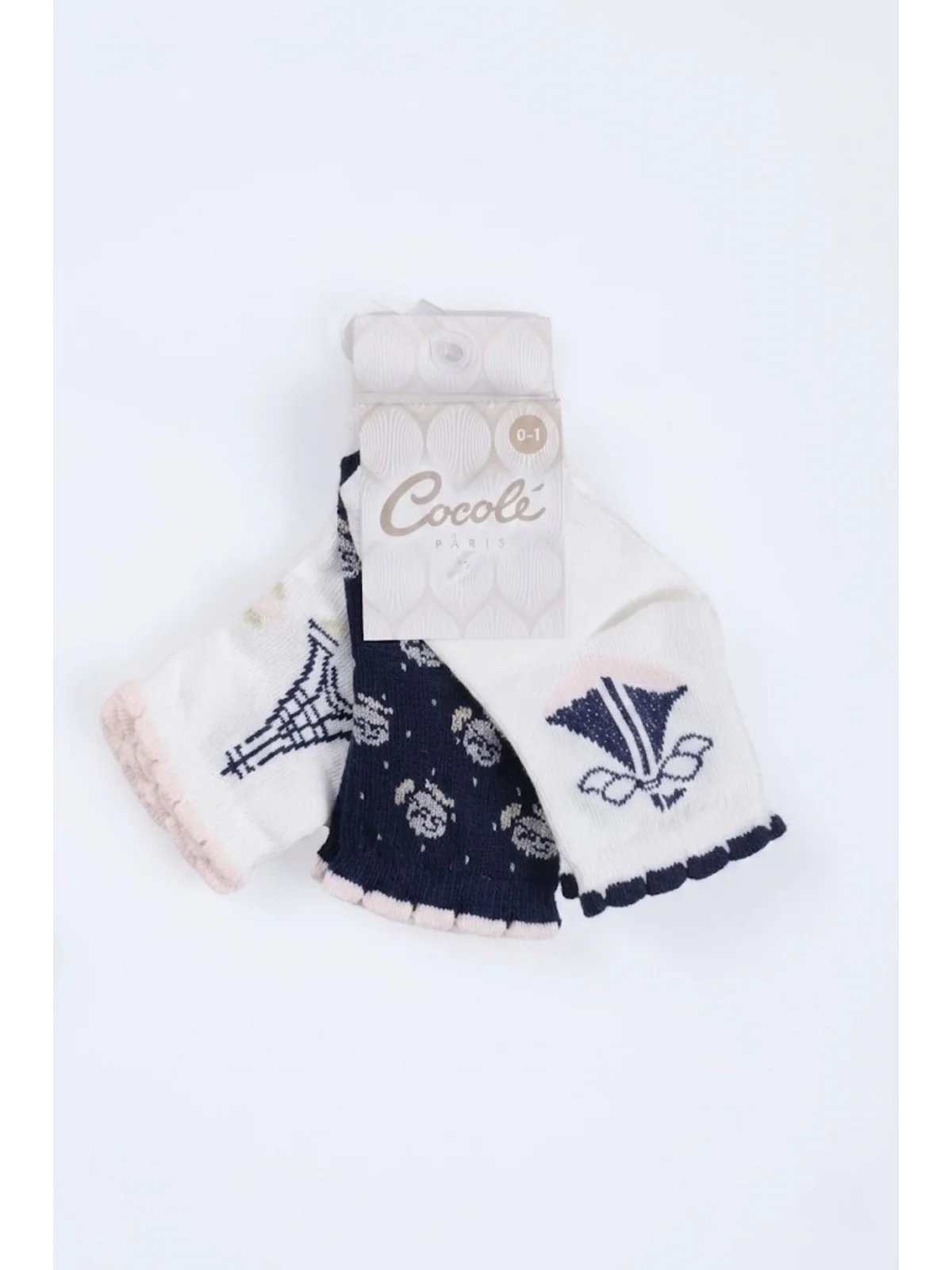 Cocole Socks Kız Çocuk Soket Çorabı 3’lü Set – Pamuklu Paris Temalı & Çiçekli Desenli