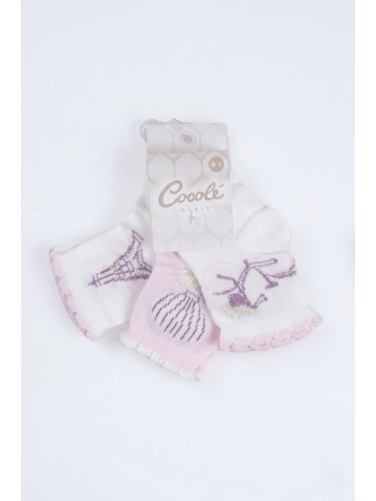 Cocole Socks Kız Çocuk Soket Çorabı 3’lü Set – Pamuklu Paris Temalı & Bisiklet Desenli