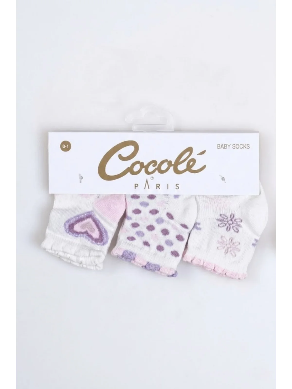 Cocole Socks Kız Bebek Soket Çorabı 3’lü Set – Pamuklu Kalp & Çiçek Desenli