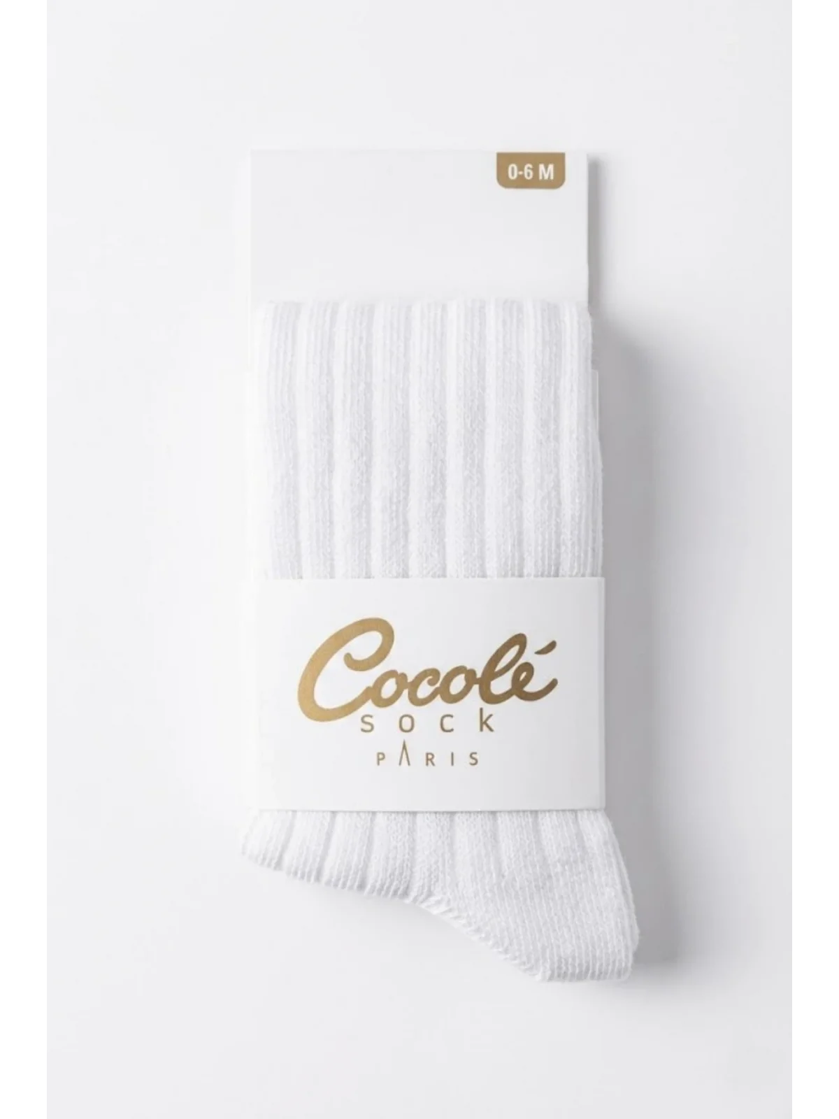 Cocole Socks Kız Bebek Külotlu Çorabı Pamuklu Beyaz Derby Çizgili 0-24 Ay