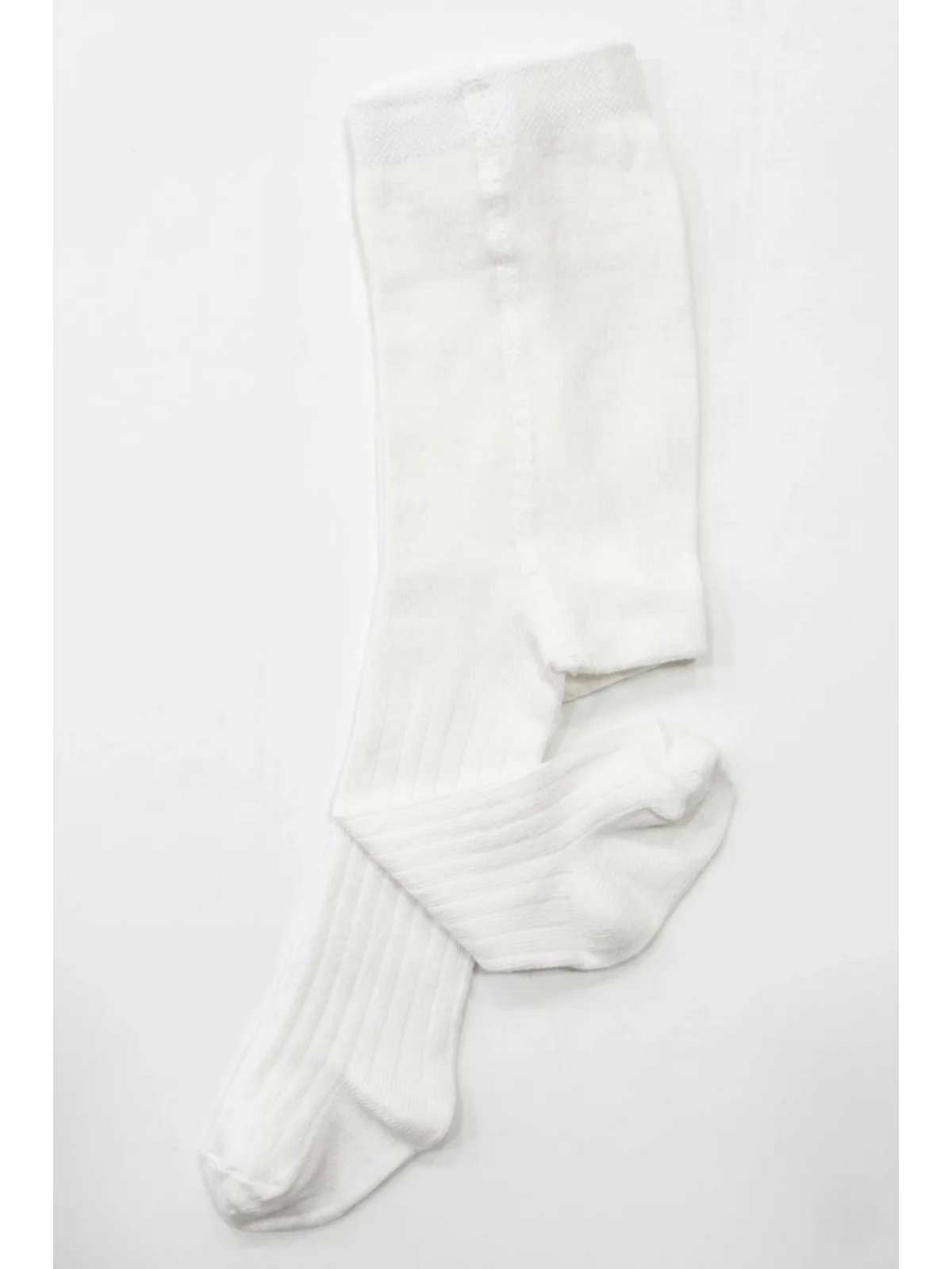 Cocole Socks Kız Bebek Külotlu Çorabı Pamuklu Beyaz Derby Çizgili 0-24 Ay