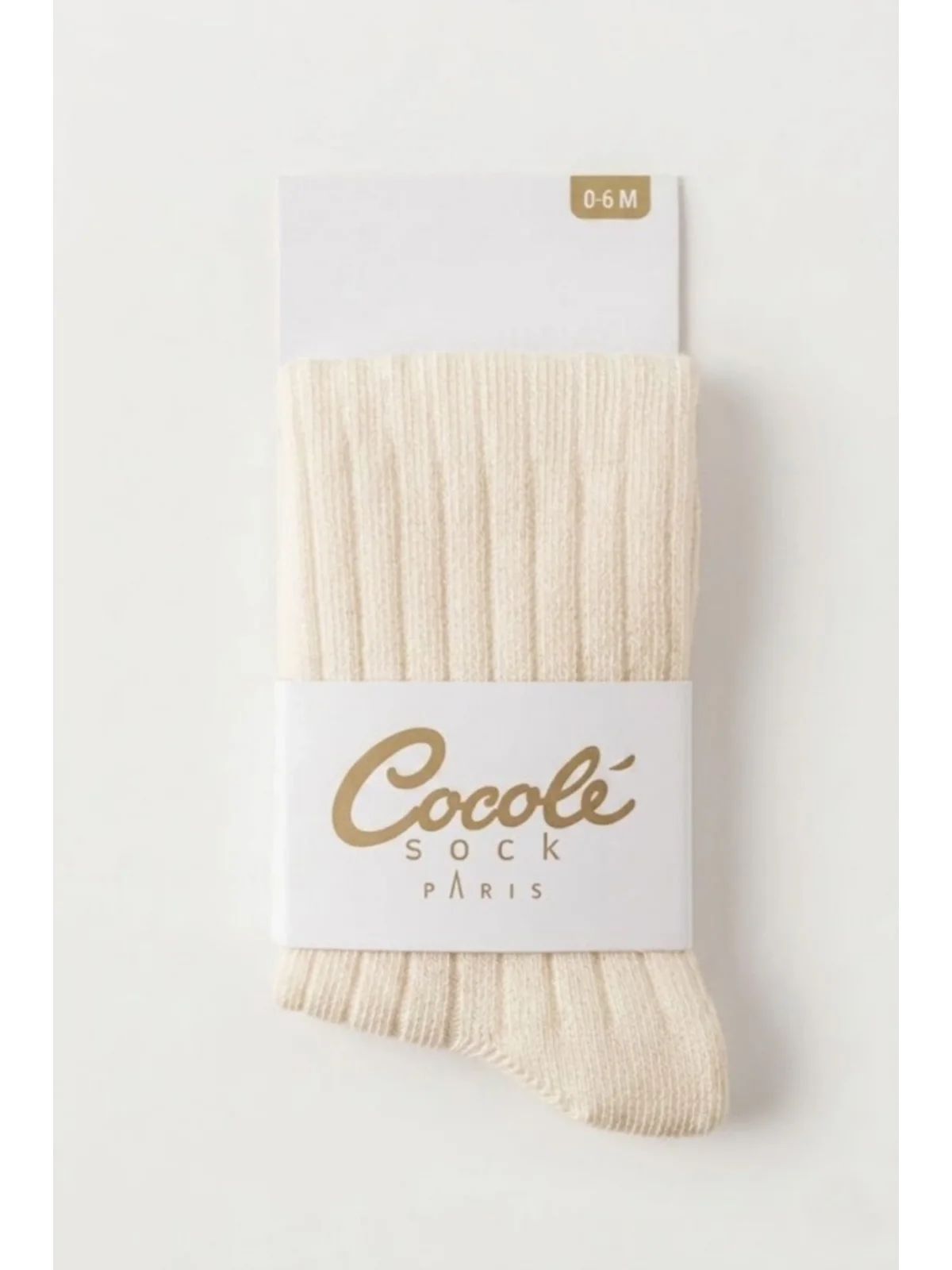 Cocole Socks Kız Bebek Külotlu Çorabı Pamuklu Ekru Derby Çizgili 0-24 Ay
