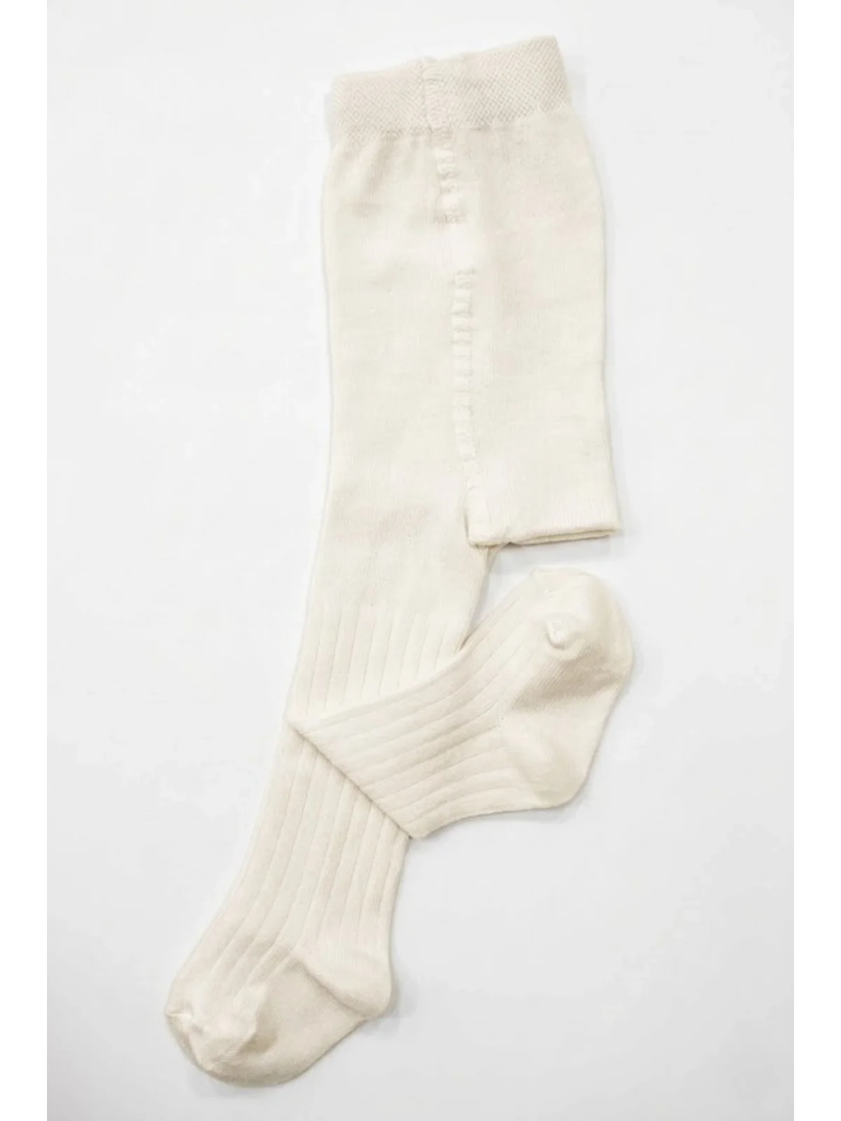Cocole Socks Kız Bebek Külotlu Çorabı Pamuklu Ekru Derby Çizgili 0-24 Ay