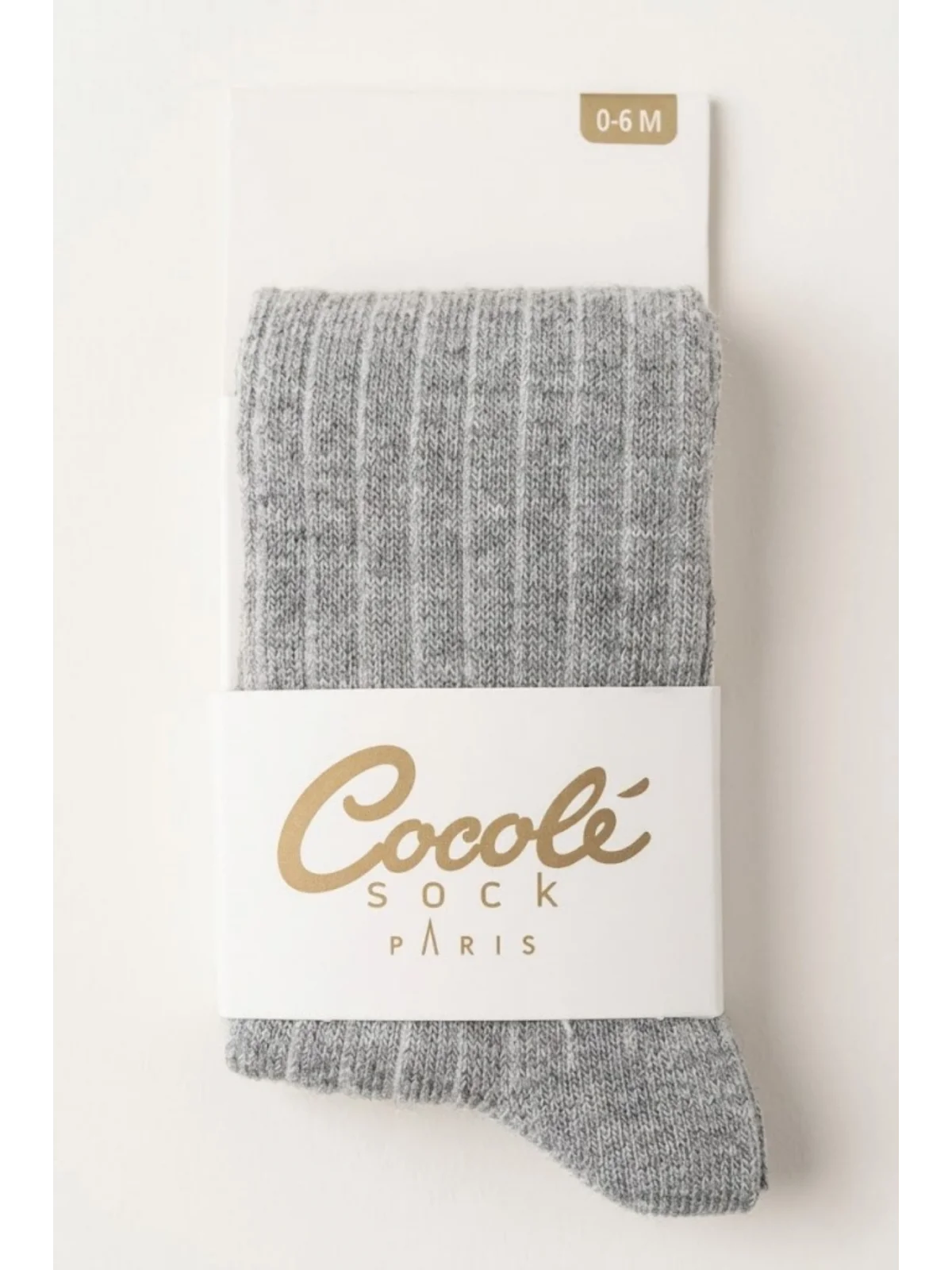 Cocole Socks Kız Bebek Külotlu Çorabı Pamuklu Gri Derby Çizgili 0-24 Ay