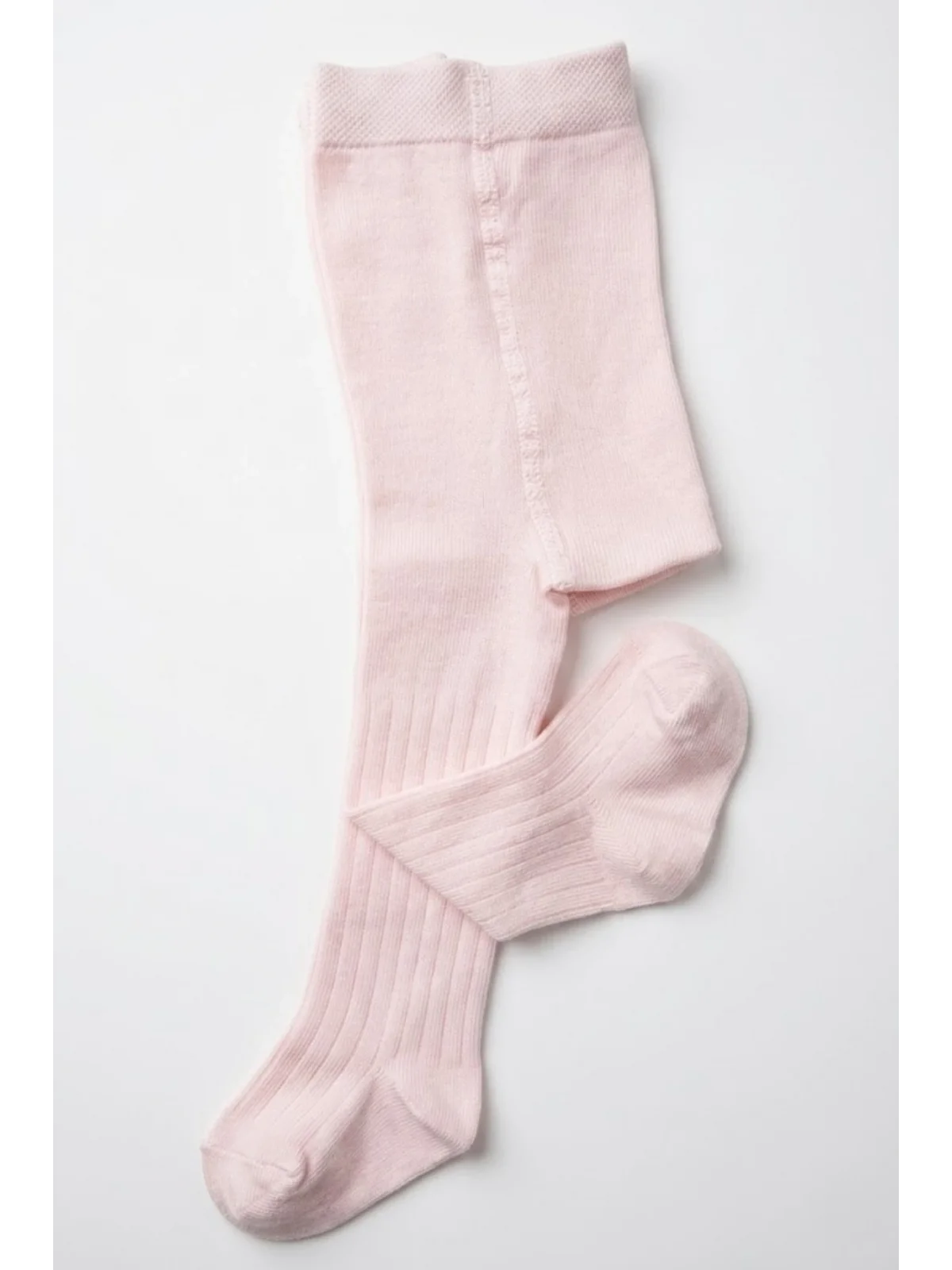 Cocole Socks Kız Bebek Külotlu Çorabı Pamuklu Pembe Derby Çizgili 0-24 Ay