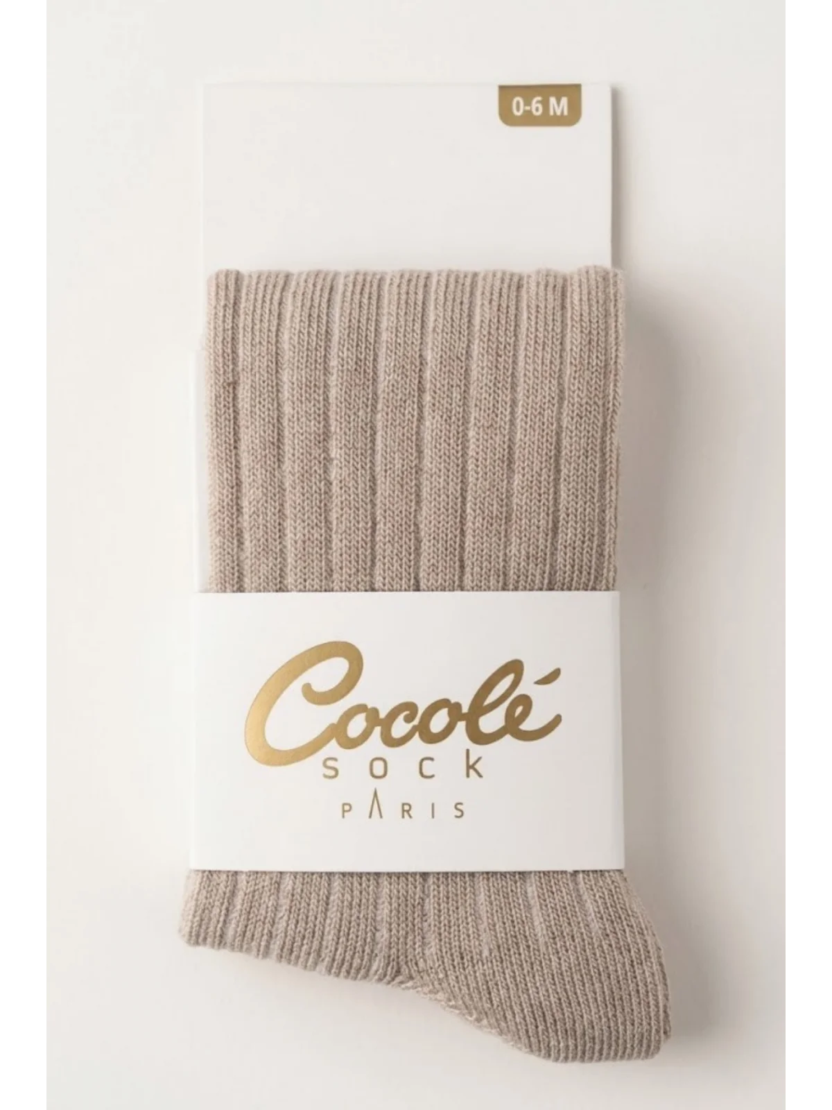 Cocole Socks Kız Bebek Külotlu Çorabı Pamuklu Bej Derby Çizgili 0-24 Ay