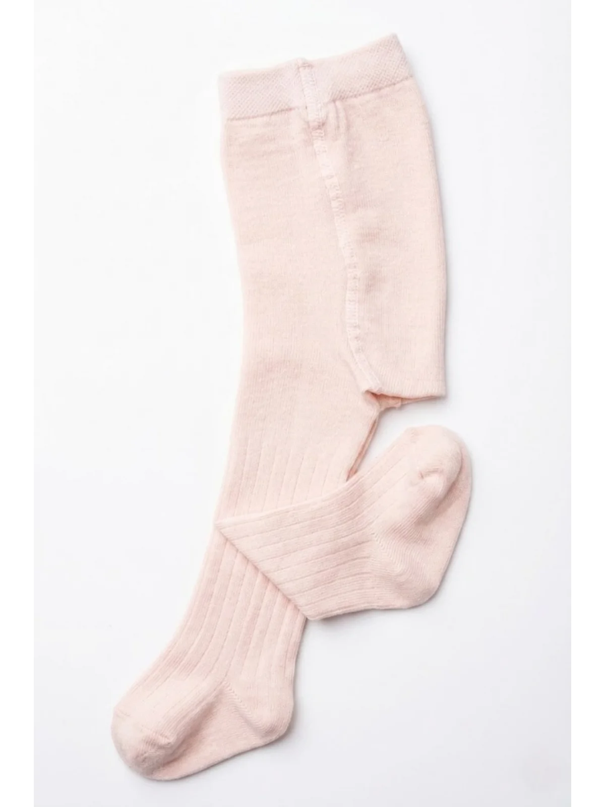 Cocole Socks Kız Bebek Külotlu Çorabı Pamuklu Açık Pembe Derby Çizgili 0-24 Ay
