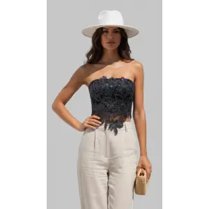 Rafael Lara France Dantel İşlemeli Brode Crop Bluz S 2026