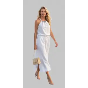 Sementa tahari Keten Kolye Detay Etekli İkili Takım Tasarım