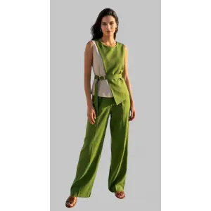 Marta dafer Toka detay kruvaze İkili Keten Takım Tasarım