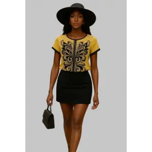 Eros Transfer Baskı İthal Krep Bluz