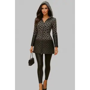 Jennifer Deri Kombineli Kapüşonlu Tasarım Kaban