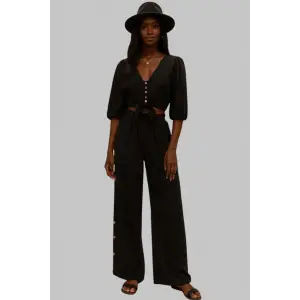 Marekeş Keten Crop ikili Takim