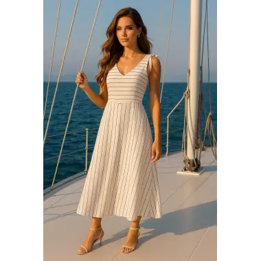 Jamila Vual Pul Peyet Detaylı Askı Fiyonk Bağlamalı Elbise Trend W