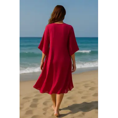 Sarra İhtal Yaka Detay Plaj Elbisesi Tasarım