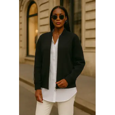 Zegata Fermuarlı Bomber Örme Ceket