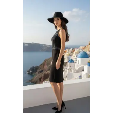 Michelangelo Nakış İşlemeli Krep Elbise Tasarım S 2026