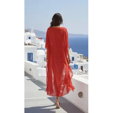 Mikanos red İthal yaka Şifon Tasarım Pareo S 2026