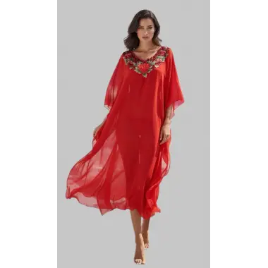 Mikanos red İthal yaka Şifon Tasarım Pareo S 2026