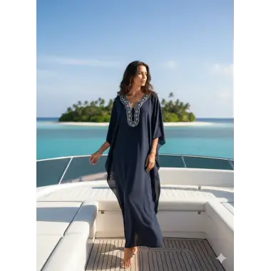 Sisam İthal yaka detay Krep Pareo Tasarım S 2026