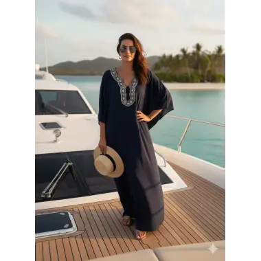 Sisam İthal yaka detay Krep Pareo Tasarım S 2026