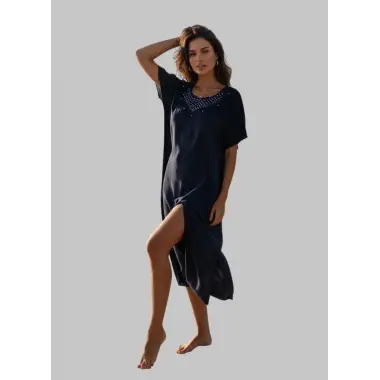 Patmos ada ithal Nakış yaka detay Tasarım Plaj Elbise S 2026