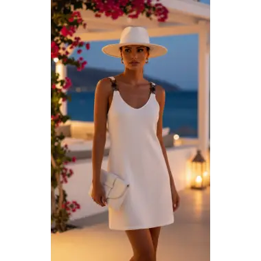 Kefalonya Adası Örme Asklı Toka detay Elbise Tasarım