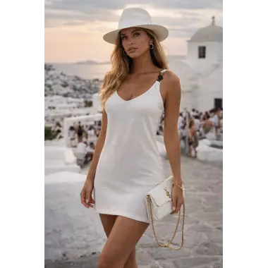 Kefalonya Adası Örme Asklı Toka detay Elbise Tasarım