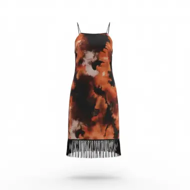 Serafina ford İthal Desenli Şifon Askılı Püskül Detay Elbise Tasarım S 2026