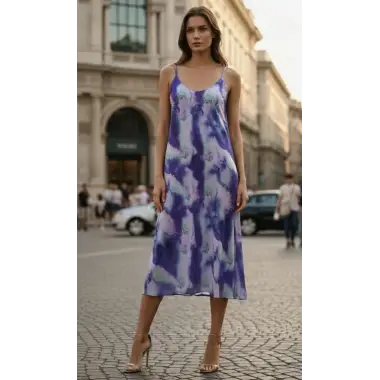 New Jersey Askılı Desenli Elbise Tasarım 2026