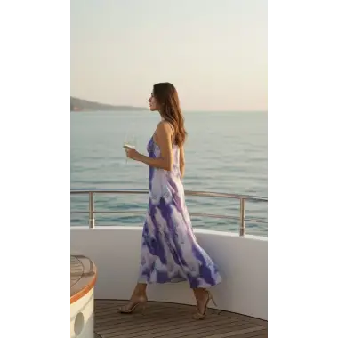 New Jersey Askılı Desenli Elbise Tasarım 2026